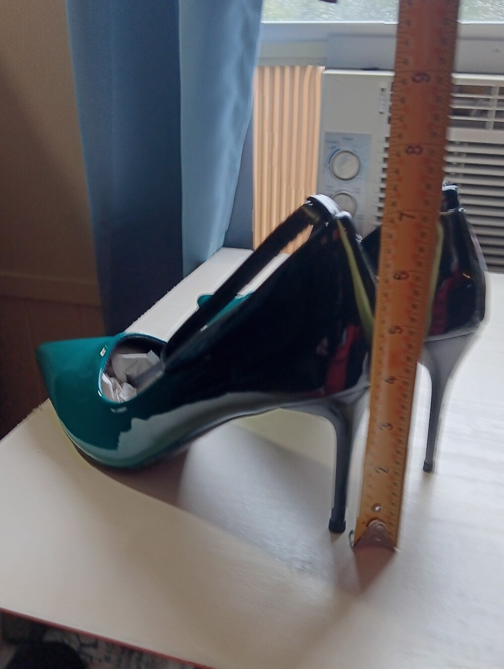 Teal Patent Pointed-Toe Ankle-Strap Pumps